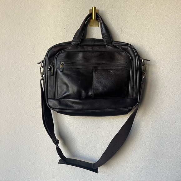 Samsonite Dark Brown Genuine Leather Briefcase Bag - Picture 1 of 10